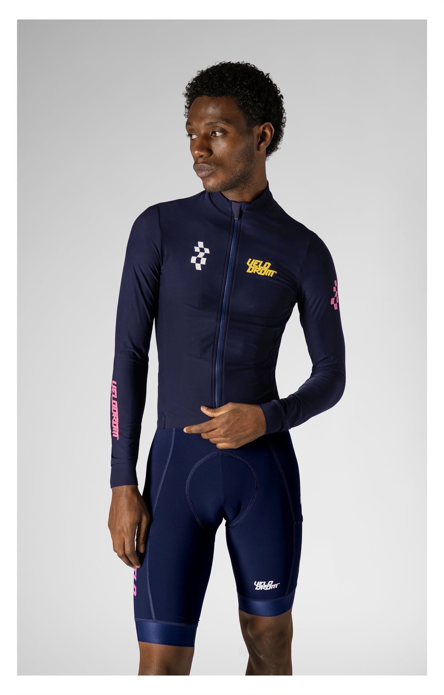 VELODROM RaceDay 3.0 Thermal Xperiment Langærmet trøje - Navy/Yellow