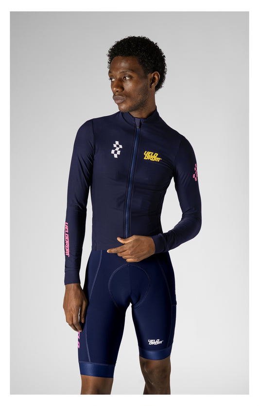 VELODROM RaceDay 3.0 Thermal Xperiment Fietsshirt lange mouwen - Navy/Yellow