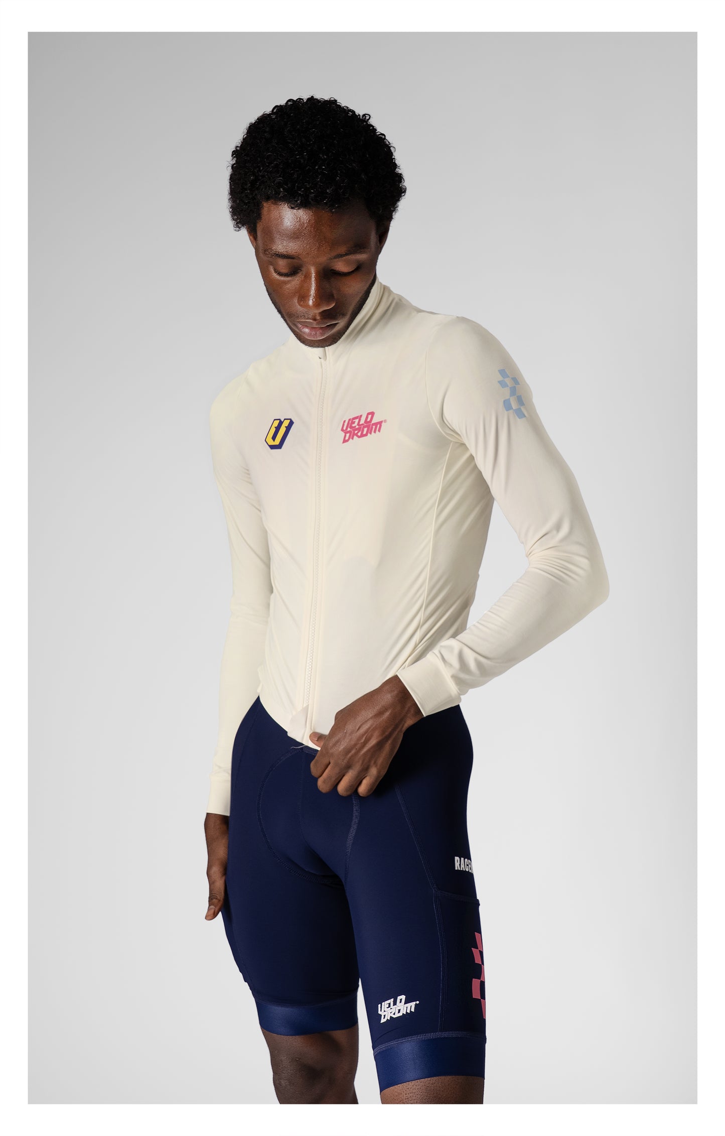 VELODROM RaceDay 3.0 Thermal Xperiment Maglia da ciclismo a manica lunga - Off White/Pink/Yellow