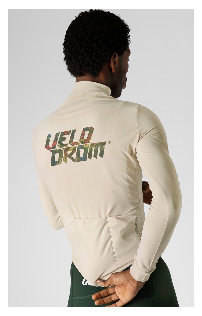 VELODROM RaceDay 3.0 Thermal Txtr Maglia da ciclismo a manica lunga - Sand/Peacock Graphic