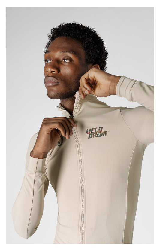 VELODROM RaceDay 3.0 Thermal Txtr Fietsshirt lange mouwen - Sand/Peacock Graphic