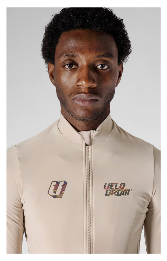 VELODROM RaceDay 3.0 Thermal Txtr Fietsshirt lange mouwen - Sand/Peacock Graphic