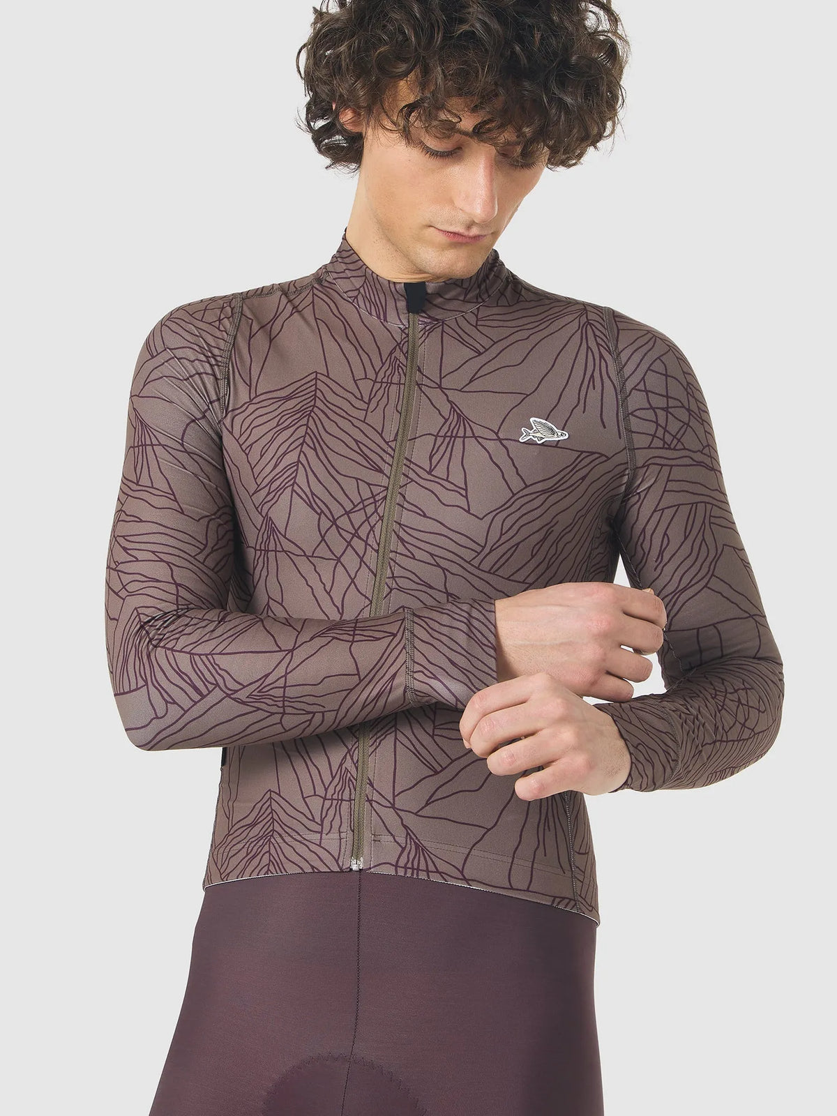 CAFÉ DU CYCLISTE Charlie Merveilles Long Sleeve Jersey - Red Moss on Carob