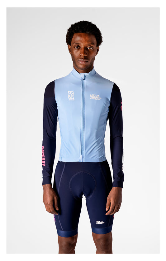 VELODROM RaceDay 3.0 Thermal Fietsshirt lange mouwen - Light Blue/Dark Navy Dual Sleeves