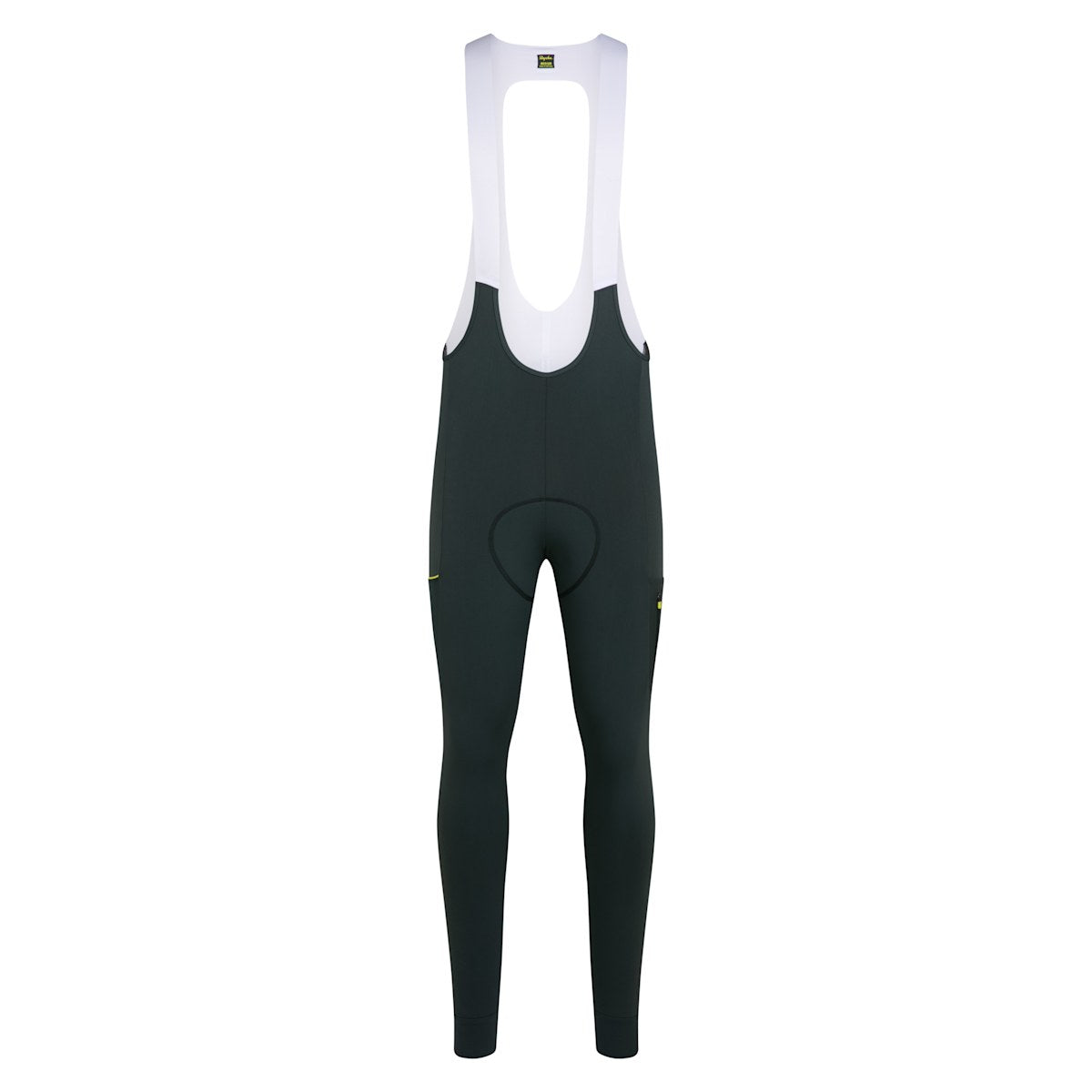 RAPHA Brevet Cargo Winter Tights Dark Forest/Chartreuse - front