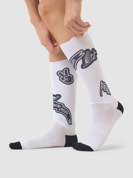 CAFÉ DU CYCLISTE Aero Socks - Black White
