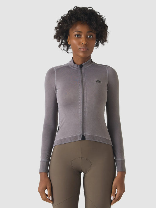 CAFE DU CYCLISTE Charlie Brushed Women Long Sleeve Jersey - Cold Dye Charcoal