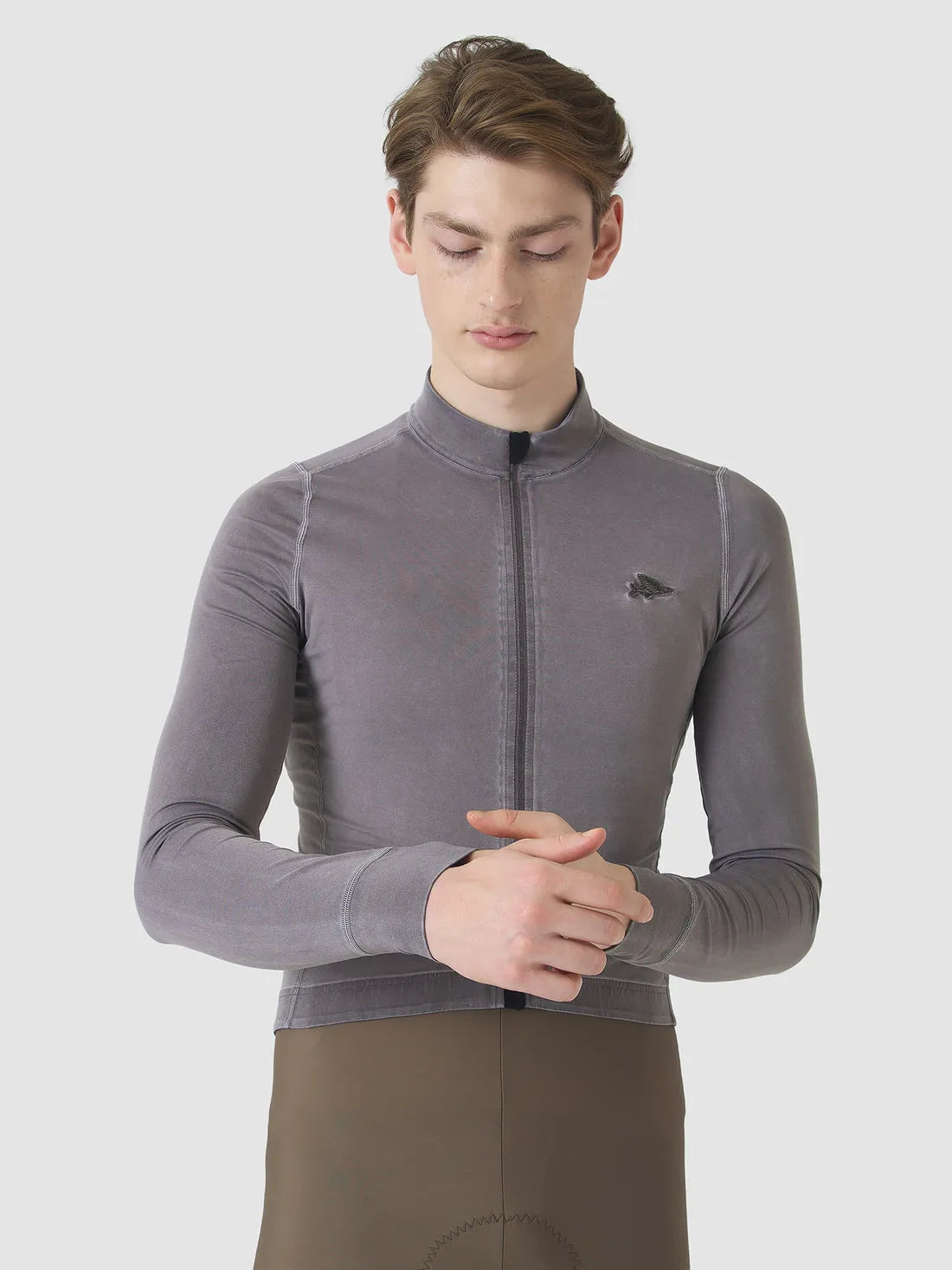 CAFE DU CYCLISTE Charlie Long Sleeve Brushed Jersey - Cold Dye Charcoal