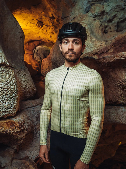 CAFÉ DU CYCLISTE Constance Merveilles Long Sleeve Jersey - Hay Green Puddle