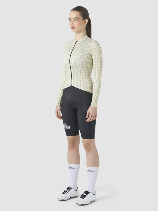 CAFÉ DU CYCLISTE Constance Merveilles Women Long Sleeve Jersey - Hay Green Puddle