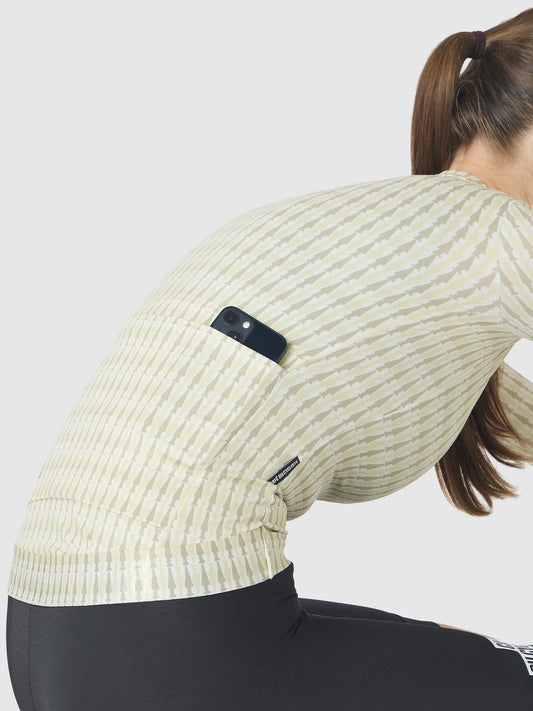 CAFÉ DU CYCLISTE Constance Merveilles Women Long Sleeve Jersey - Hay Green Puddle