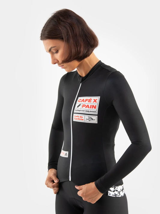 CAFÉ DU CYCLISTE Constance Pain Women Long Sleeve Jersey - Black