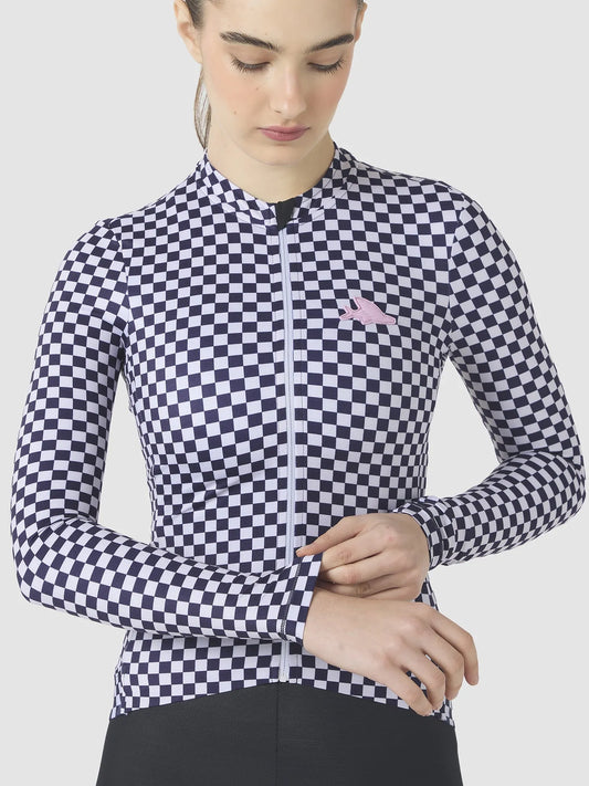 CAFÉ DU CYCLISTE Constance Women Long Sleeve Jersey - Grey Purple