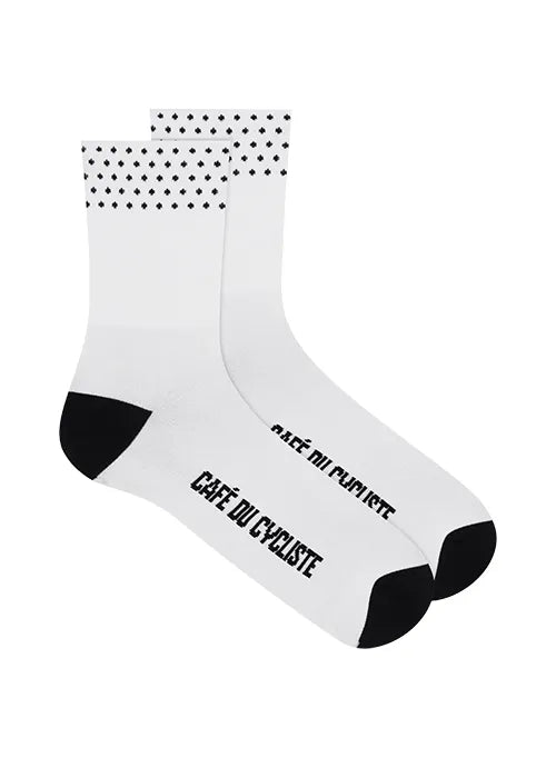 CAFÉ DU CYCLISTE Dotted Socks - White