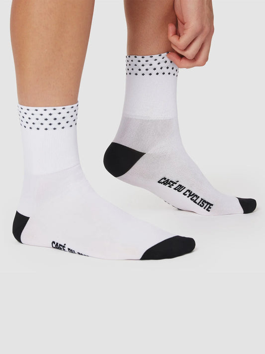 CAFÉ DU CYCLISTE Dotted Socks - White