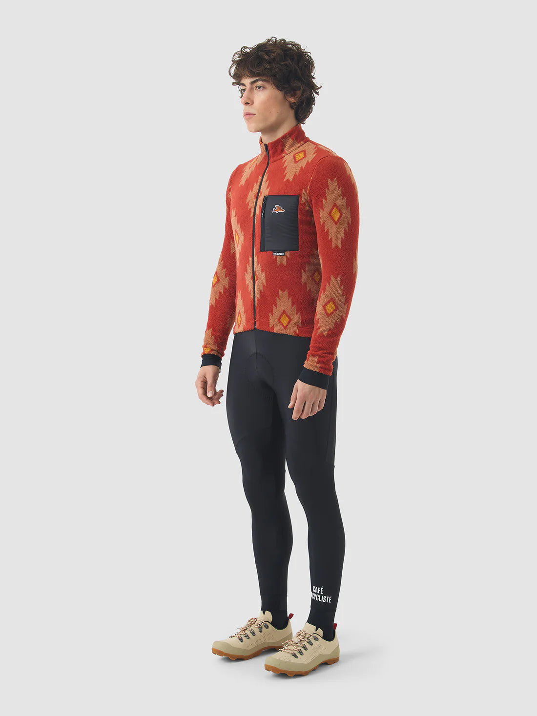 CAFE DU CYCLISTE Solange Fleece LS Jersey - Clay/Sandstone