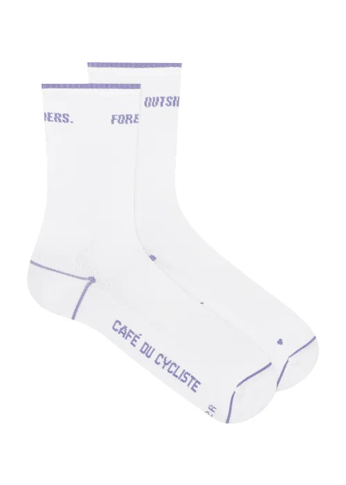 CAFÉ DU CYCLISTE Summer Motto Socks - Violet White