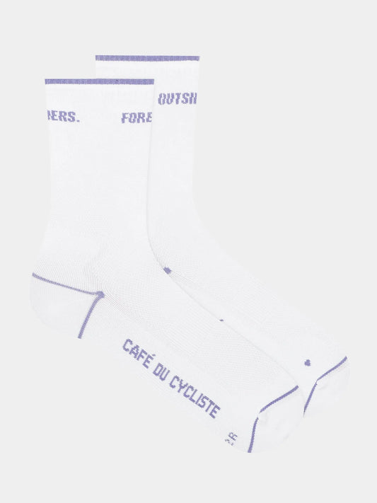 CAFÉ DU CYCLISTE Summer Motto Socks - Violet White