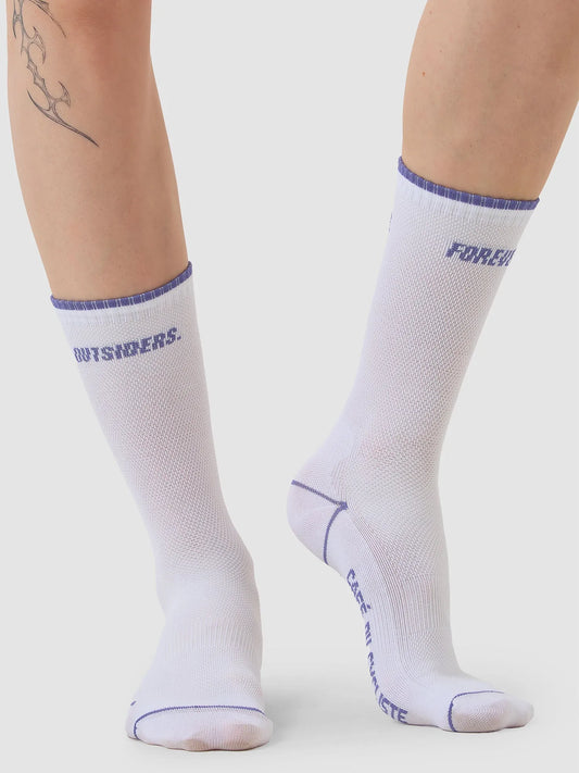 CAFÉ DU CYCLISTE Summer Motto Socks - Violet White