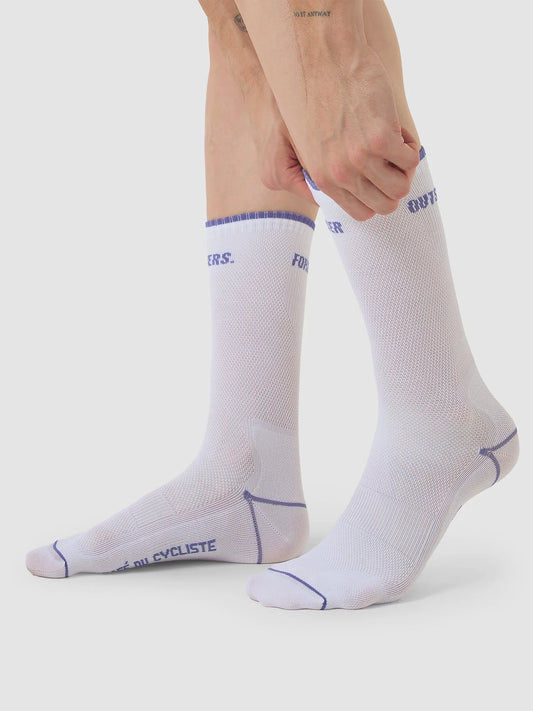 CAFÉ DU CYCLISTE Summer Motto Socks - Violet White