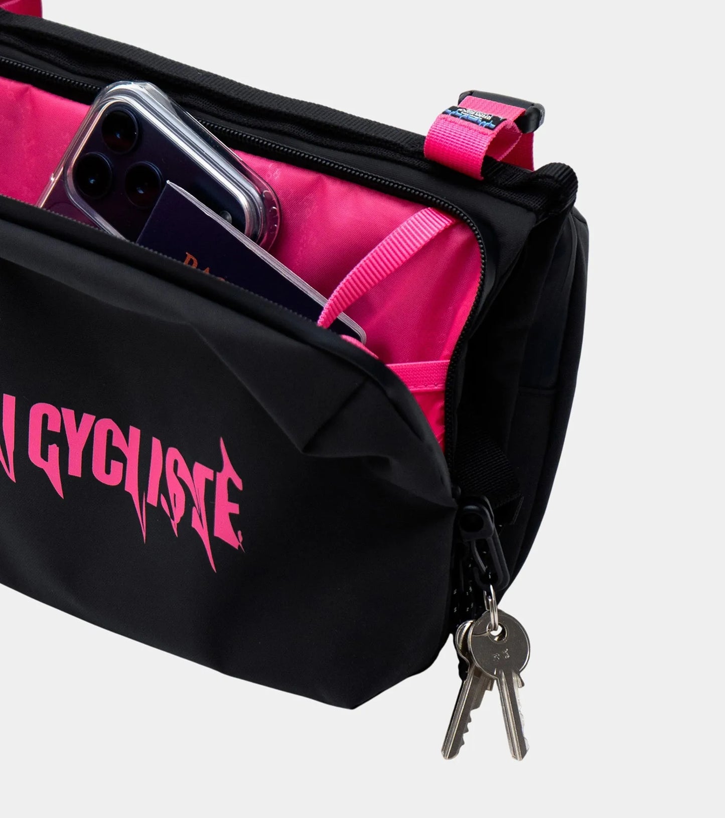 CAFÉ DU CYCLISTE Topologie Large Bottle Sacoche - Black Fuchsia