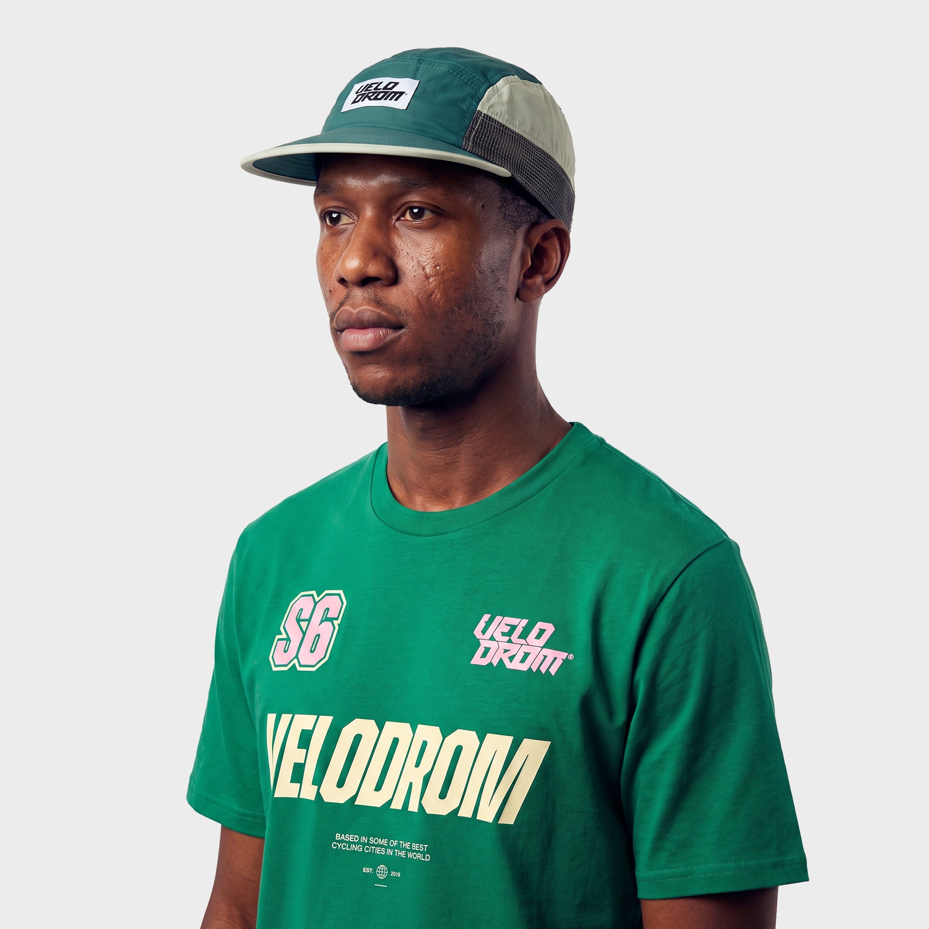 VELODROM Panel Mesh Trail Cap - Green/Grey