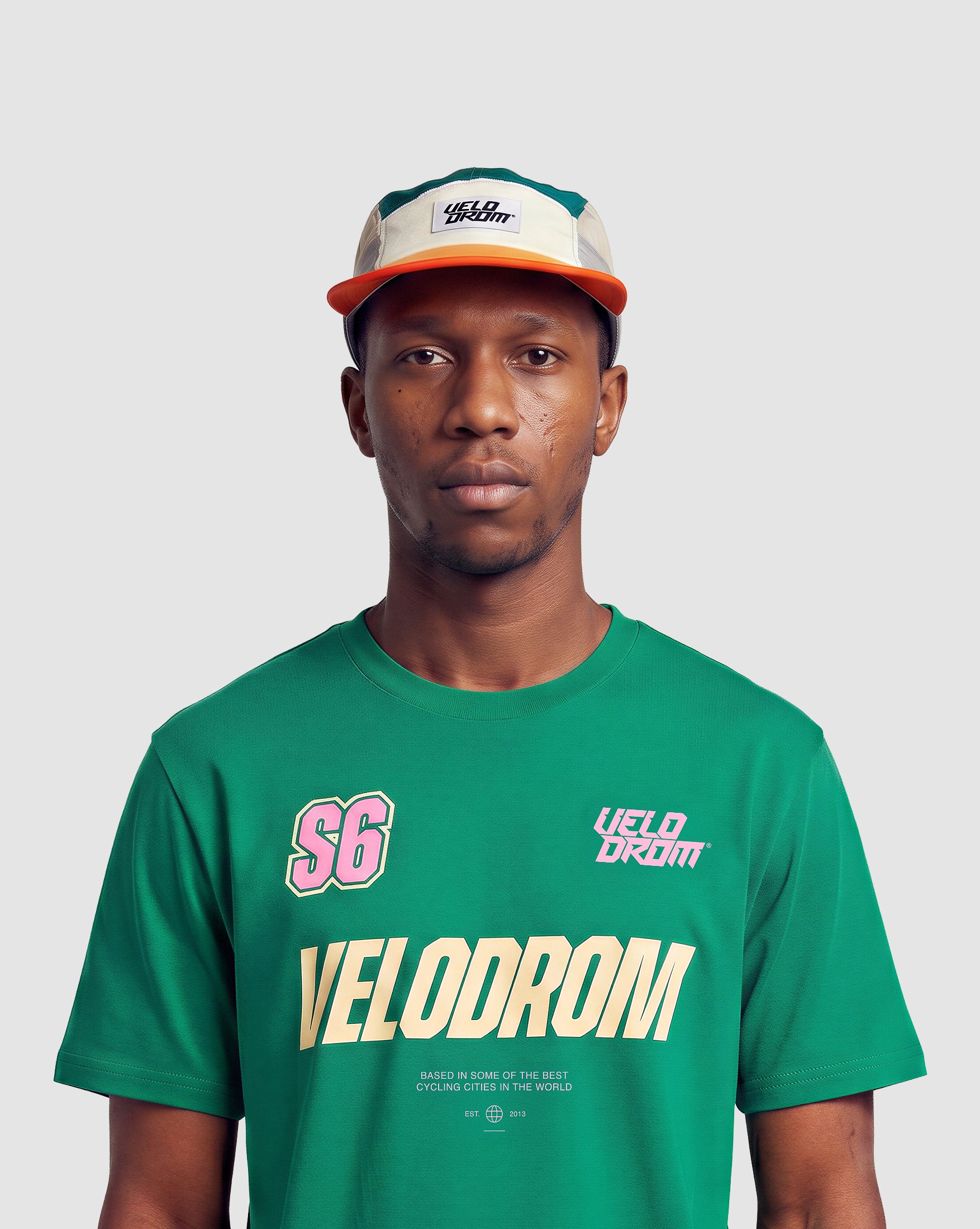 VELODROM Trail Panel Gorra - Green/Grey/Orange
