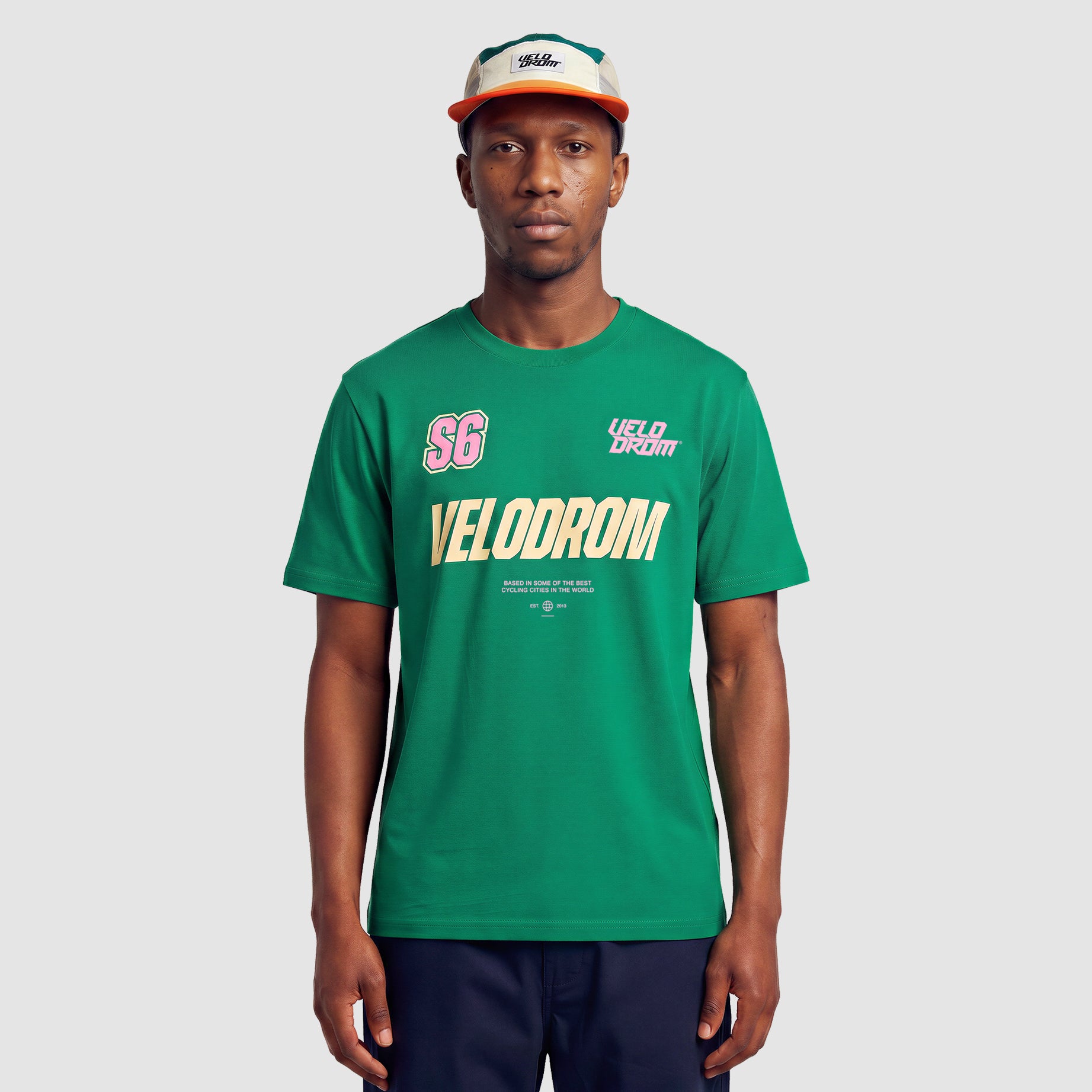 VELODROM Trail Panel Gorra - Green/Grey/Orange