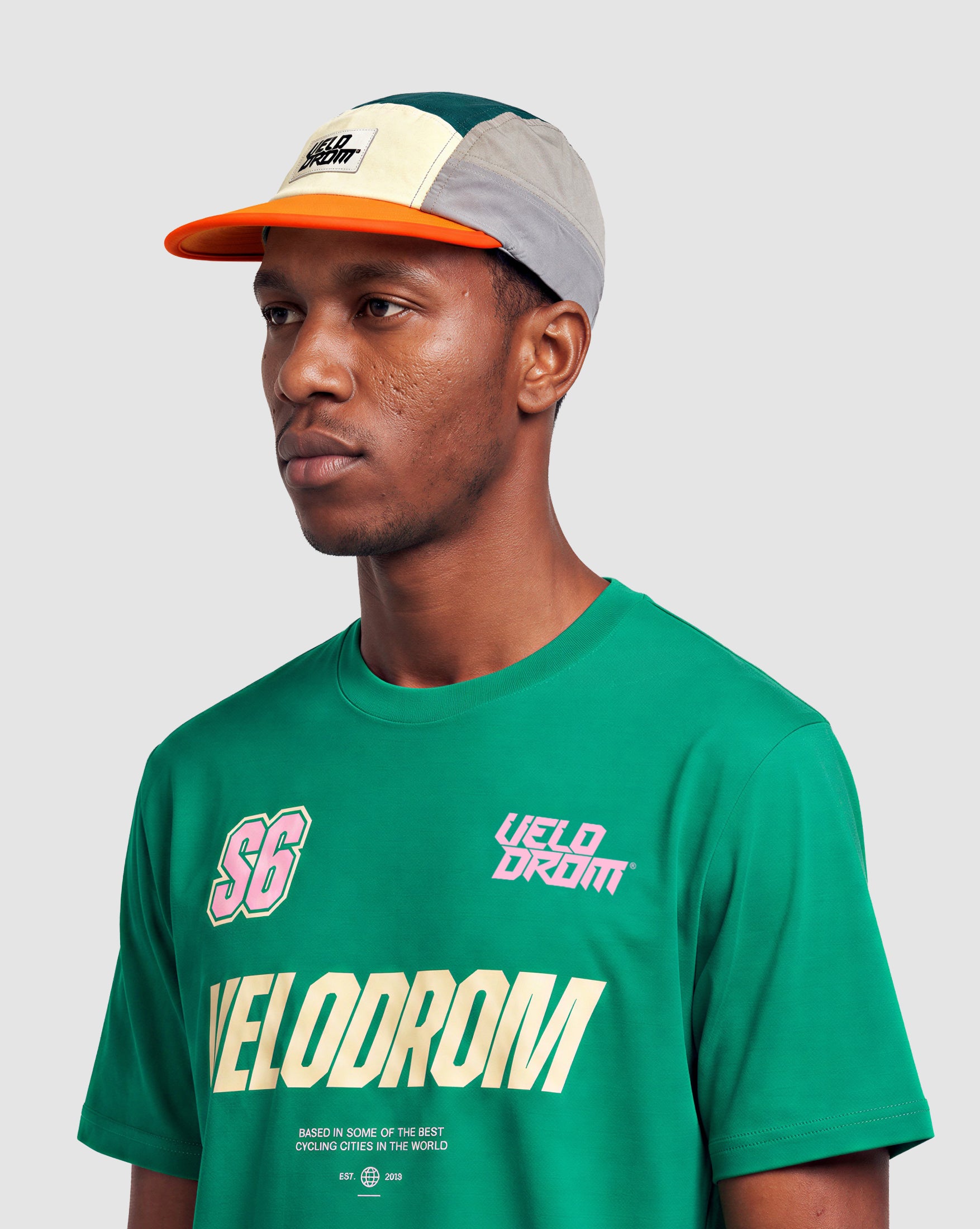 VELODROM Trail Panel Gorra - Green/Grey/Orange