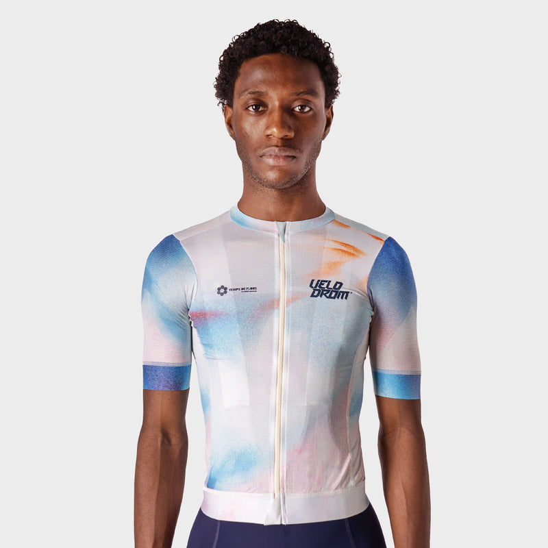 VELODROM Raceday 3.0 Temps de Flors 2025 Limited Edition Unisex Cycling Jersey - Celeste /Light Red/Green