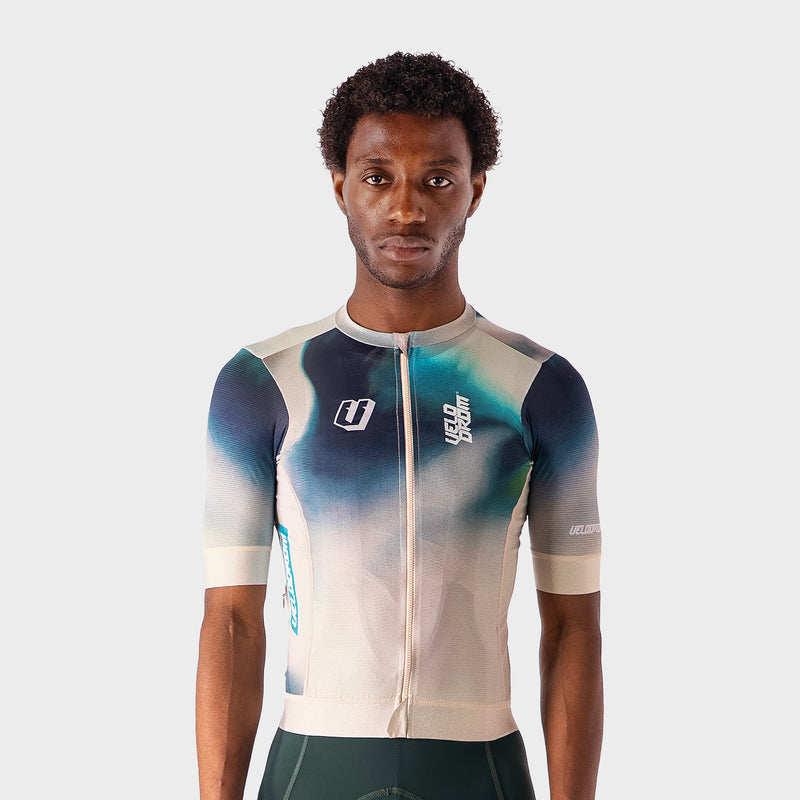 VELODROM RaceDay Txtr 3.0 Cycling Jersey - Sand/Deep Green