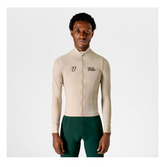 VELODROM RaceDay 3.0 Thermal Txtr Long Sleeve Jersey - Sand/Peacock Graphic