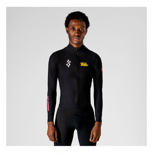 VELODROM RaceDay 3.0 Thermal Xperiment Long Sleeve Jersey - Black/Yellow/Pink