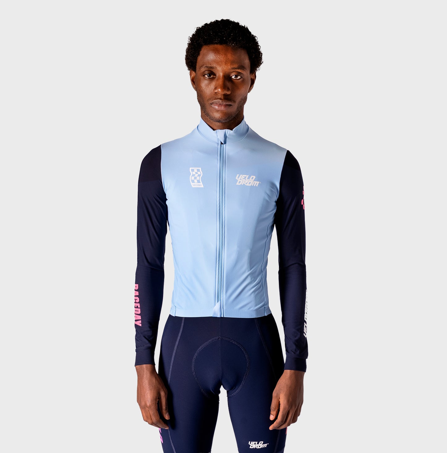 VELODROM RaceDay 3.0 Thermal Fietsshirt lange mouwen - Light Blue/Dark Navy Dual Sleeves
