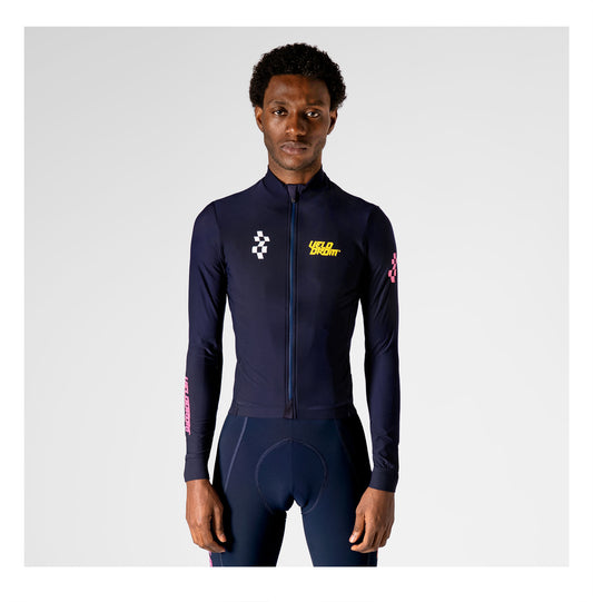 VELODROM RaceDay 3.0 Thermal Xperiment Long Sleeve Jersey - Navy/Yellow