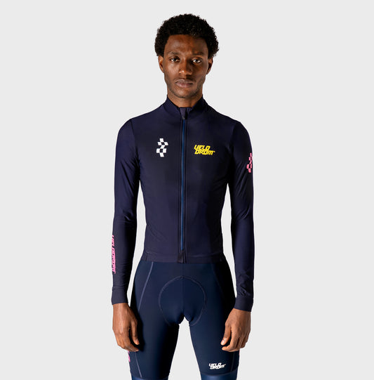 VELODROM RaceDay 3.0 Thermal Xperiment Fietsshirt lange mouwen - Navy/Yellow