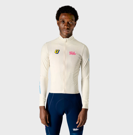 VELODROM RaceDay 3.0 Thermal Xperiment Fietsshirt lange mouwen - Off White/Pink/Yellow