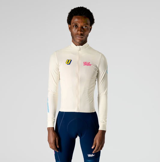 VELODROM RaceDay 3.0 Maillot Ciclismo Manga Larga - Off White/Pink/Yellow