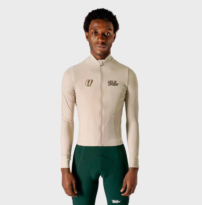 VELODROM RaceDay 3.0 Thermal Txtr Maglia da ciclismo a manica lunga - Sand/Peacock Graphic