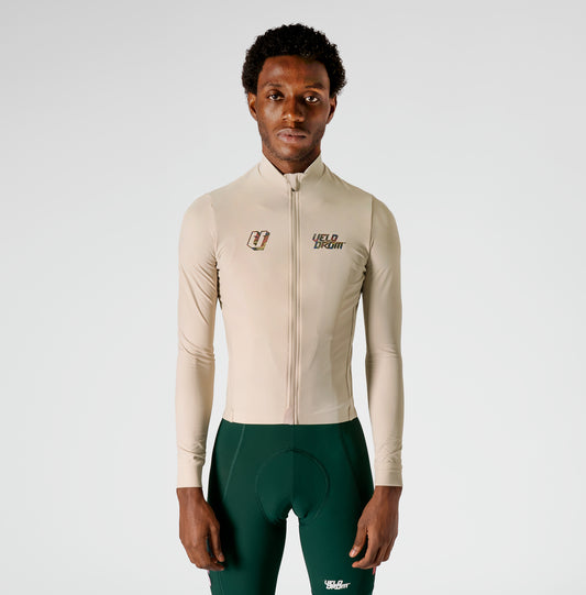 VELODROM RaceDay 3.0 Thermal Txtr Maillot Ciclismo Manga Larga - Sand/Peacock Graphic