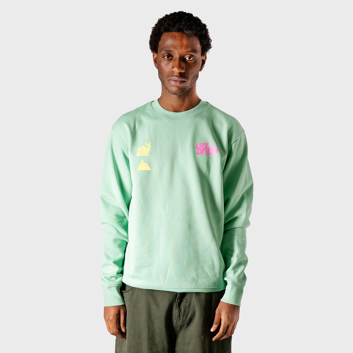 VELODROM Sweatshirt The Social Climber - Green/Pink/Yellow