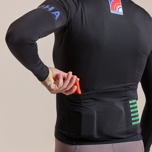 RAPHA Damen Pro Team Langarm Midweight Trikot Novantasei - BBL Schwarz/Blue