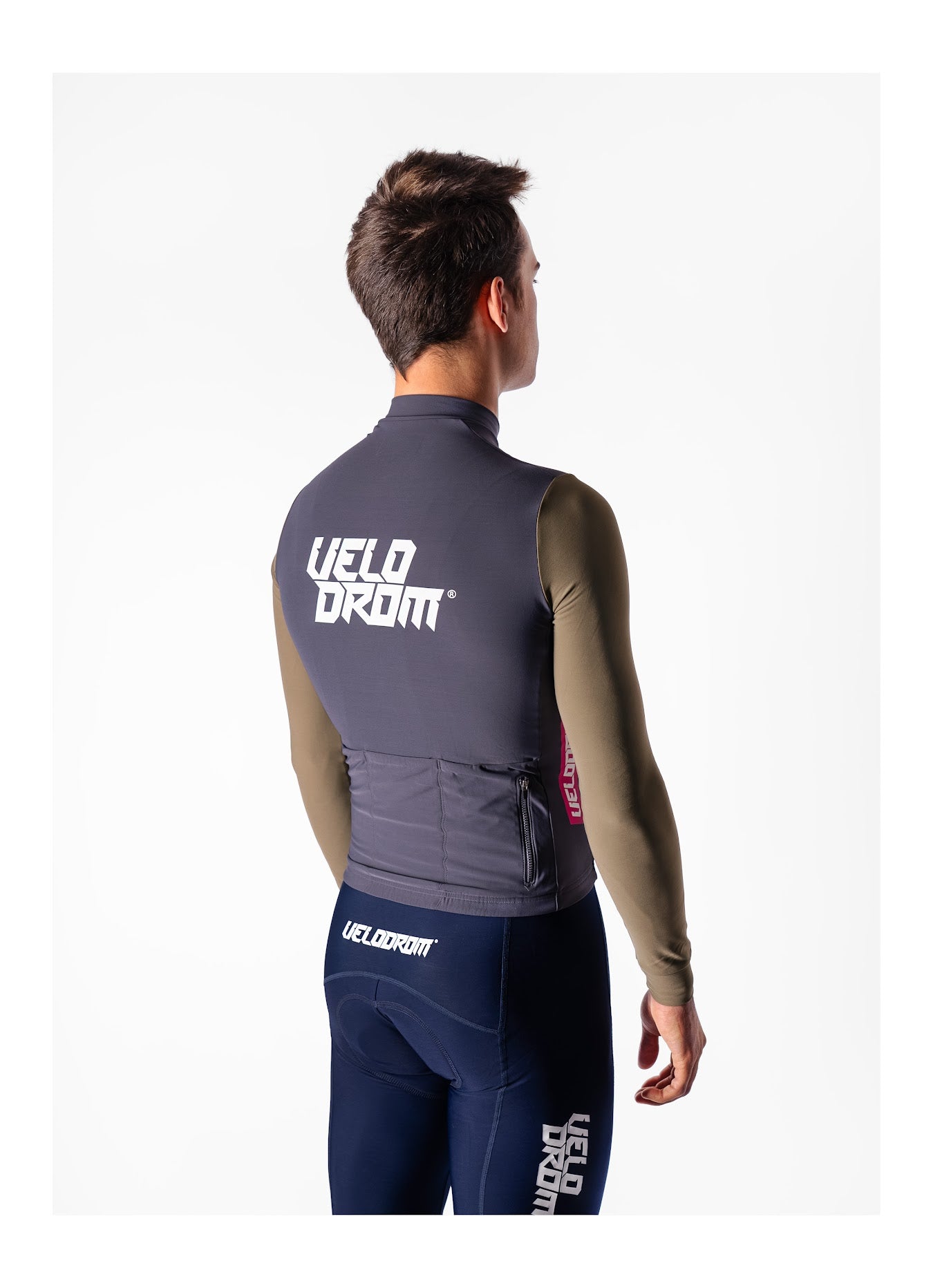 VELODROM RaceDay Thermal Langarmtrikot - Dark Grey/Light Brown Dual Sleeves