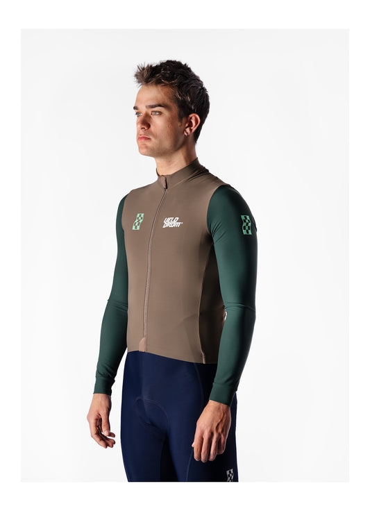 VELODROM RaceDay Thermal Maillot Ciclismo Manga Larga  - Dark Olive/Pine Groove Dual Sleeves