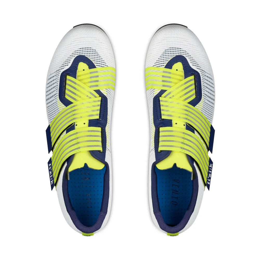 FIZIK Vento Powerstrap Aeroweave Movistar Road Cycling Shoes - Yellow Fluo/White