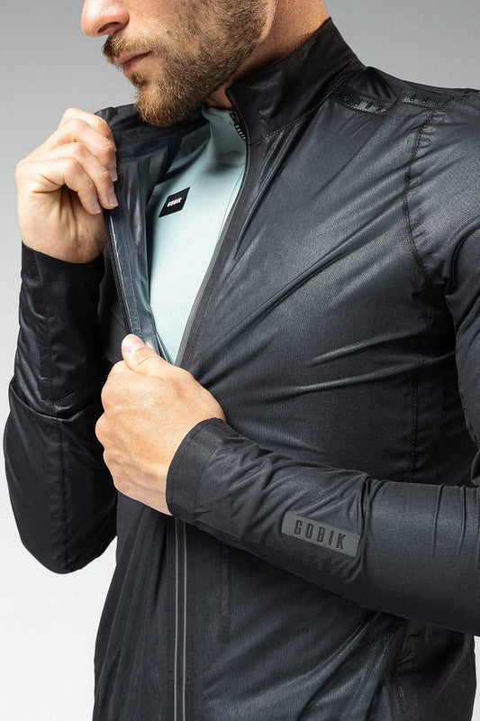 GOBIK PLUVIA UNISEX LIGHTWEIGHT RAIN JACKET - TRUE BLACK