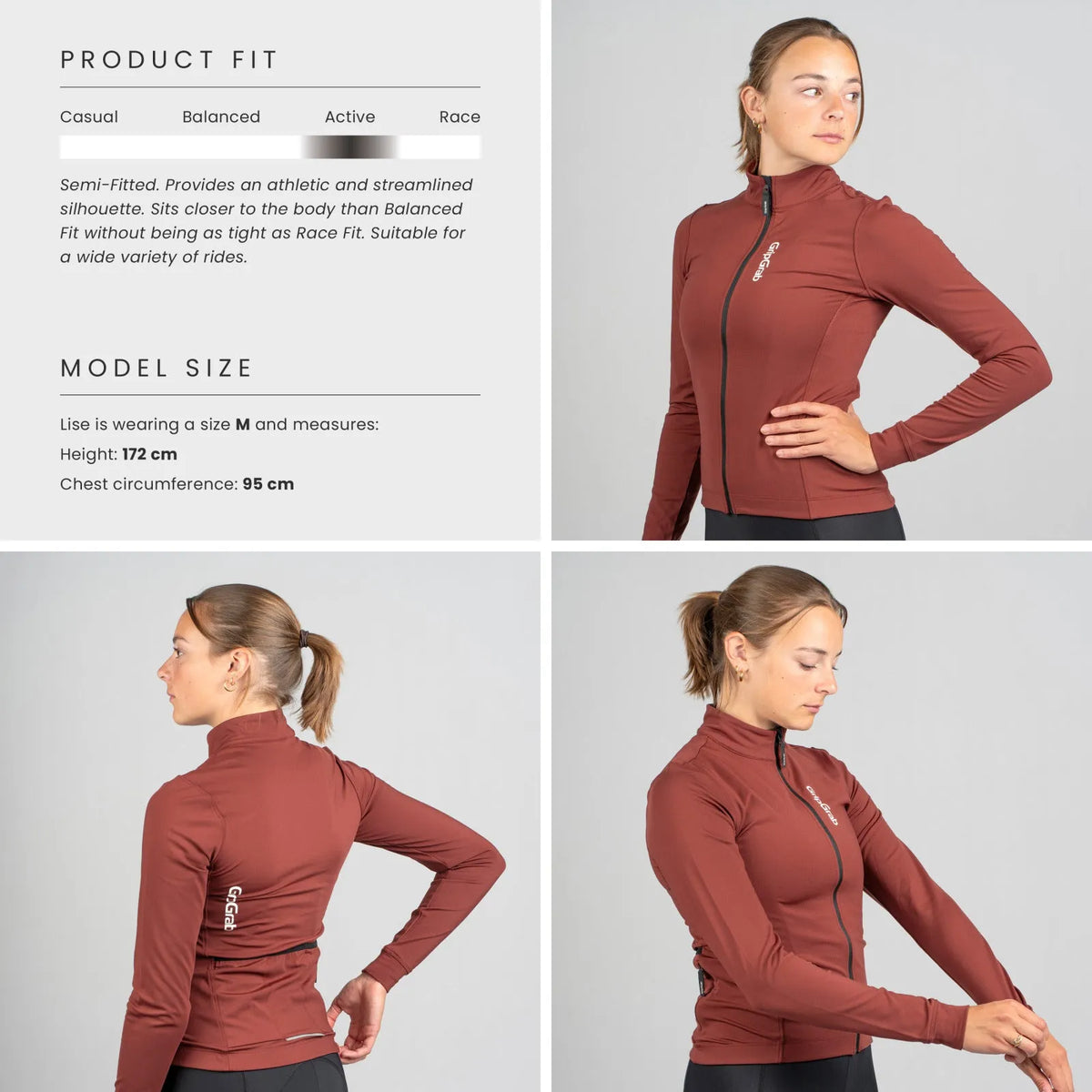 GRIPGRAB Women's RIDE Thermal Long Sleeve Jersey - DARK RED