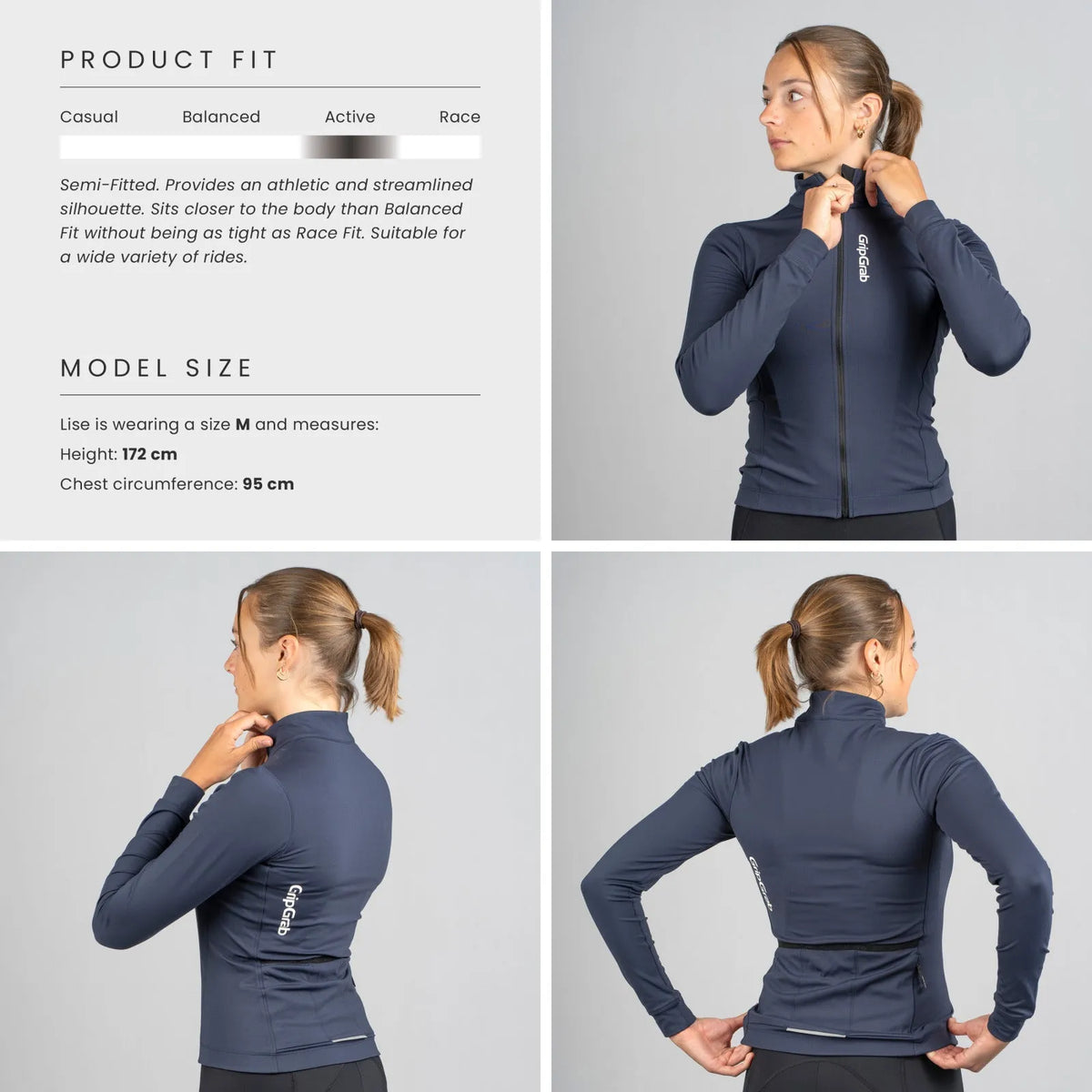 GRIPGRAB Women's RIDE Thermal Long Sleeve Jersey - NAVY