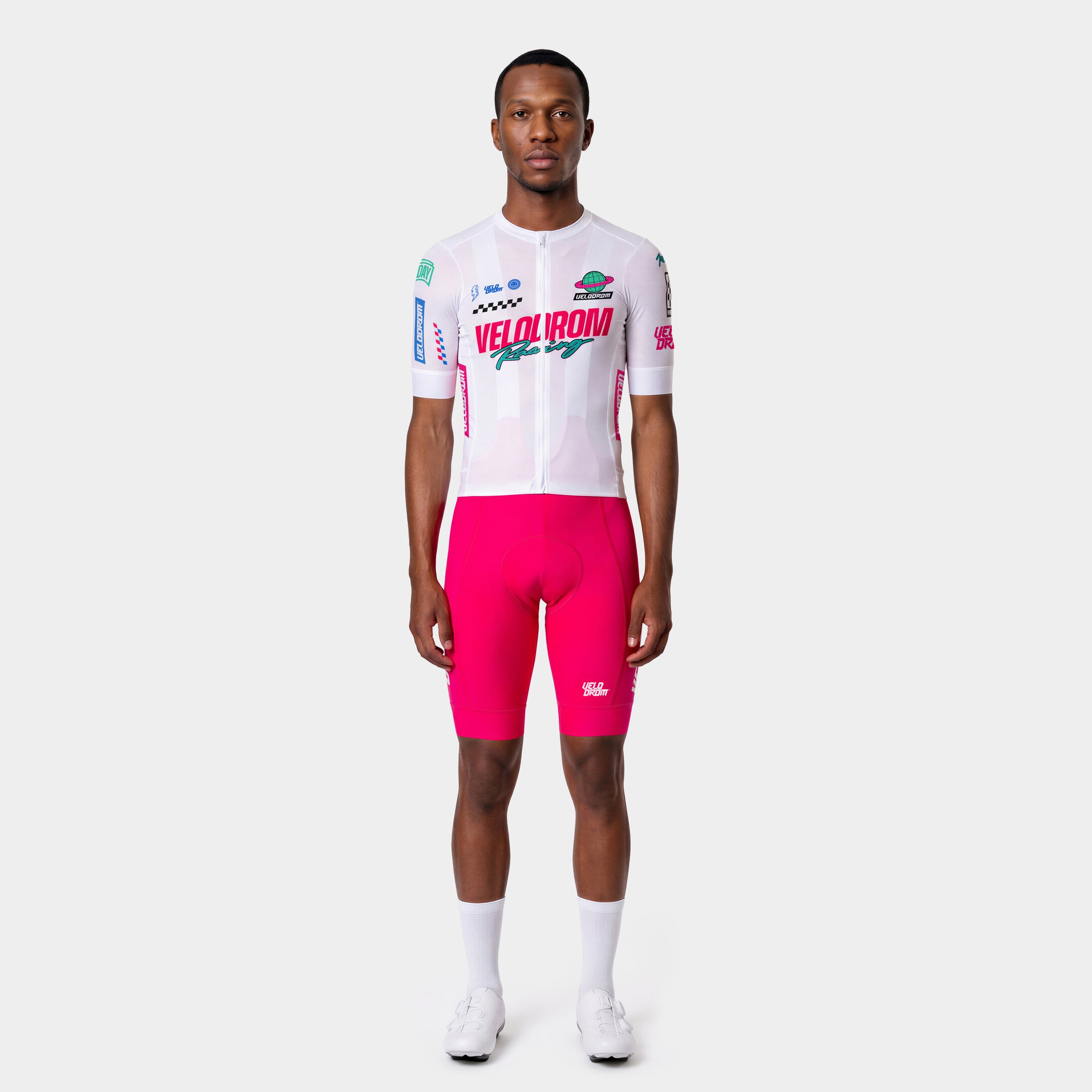 VELODROM Raceday 4.0 Trikot Team - Vivid Pink/Weiß/Green