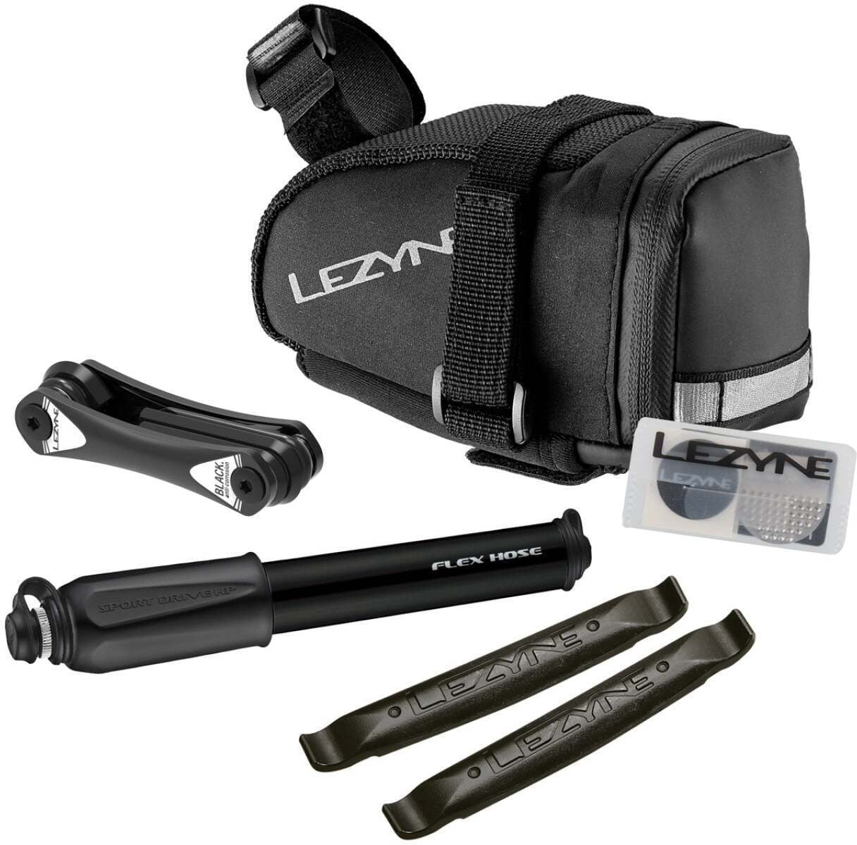 LEZYNE CADDY SADDLE BAG WITH HAND PUMP - BLACK